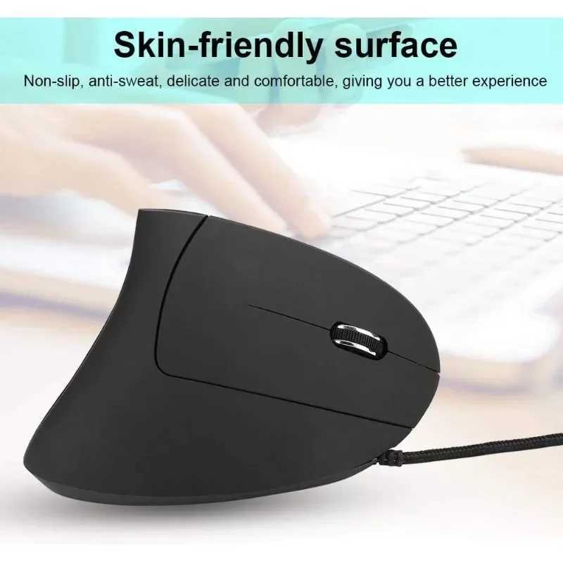 Vertical Optical Mouse Ergonomic Design 4 Level DPI Adjustable USB LED Wired Gaming Mouse for Windows Laptop PC D260327
