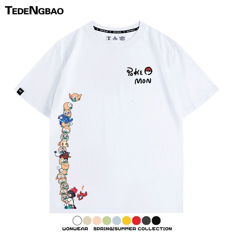 Pokemon Mewtwo Cartoon Pokemon Merchandise Short-Sleeve T-Shirt Summer Men's Fashion Couple's Top Versatile