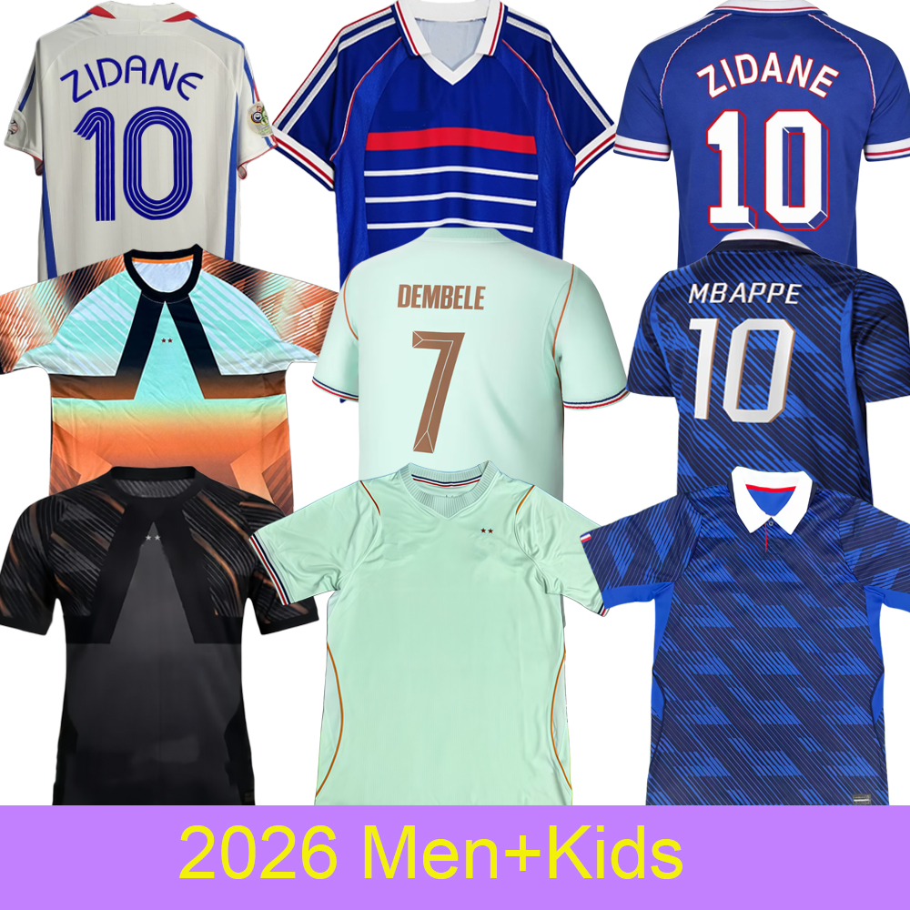 Franci 2026 soccer jerseys Mbappe maillot de football Dembele Saliba Camavinga Olise match kit for men and kids zidane 1998 2006 classic top