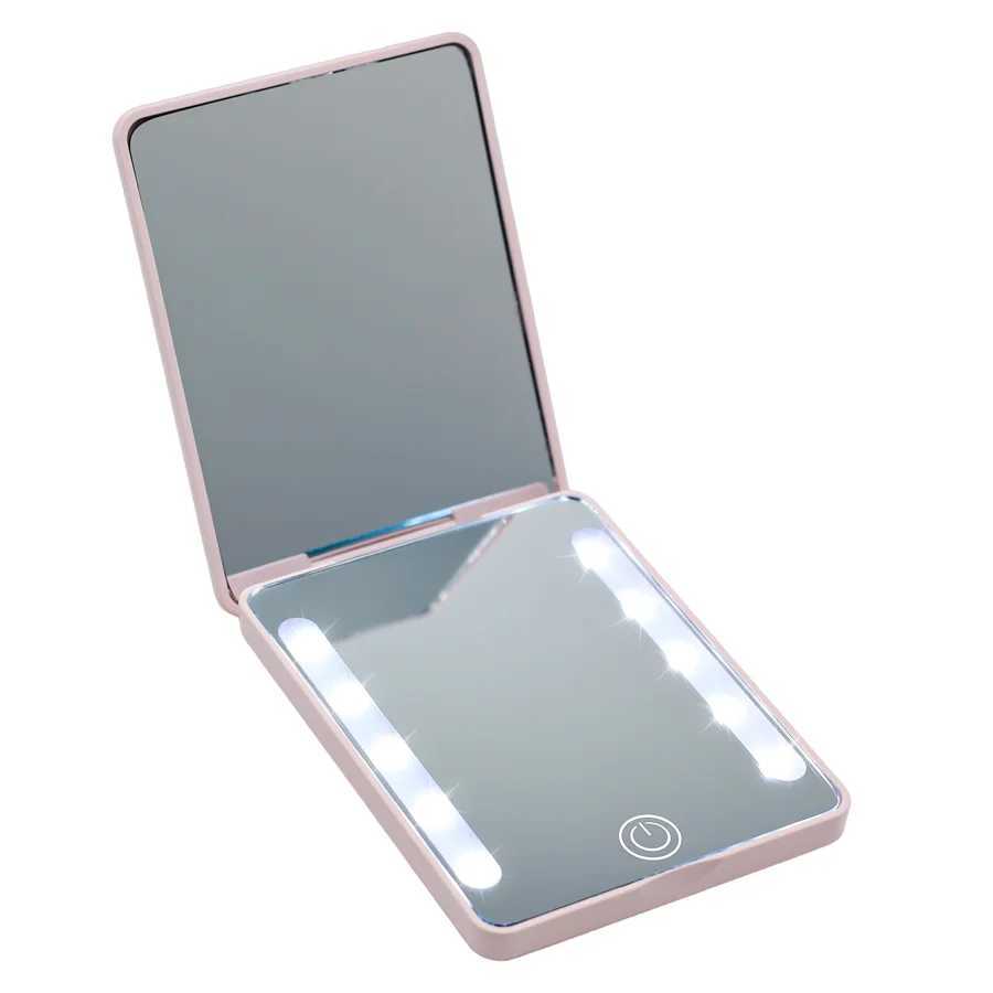 Vanity Rechargeable Pocket Makeup Mirror Double Sided 1X/2X Magnification Lighted Travel Compact Cosmetic Mirror for Women Gifts H260327
