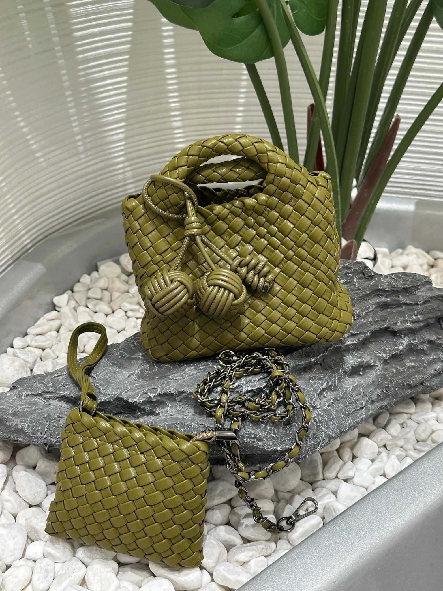 Designer bag Womens handbag Popular small size version PU leather woven bag Fashion style soft handmade bucket bag C260327