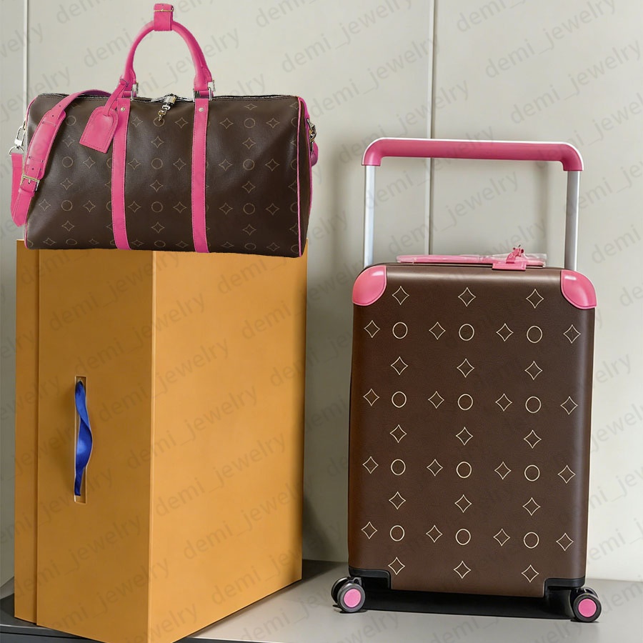 Designer Suitcase Genuine Leather Suitcases Flower Design 20 inches Luggage with wheels Luxury Boxes Trolley Case Travel Bag Unisex Boarding Case Password Box