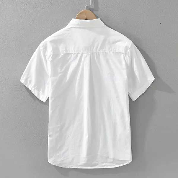 2026 Summer New Casual Embroidered Pure Cotton Short Sleeve Shirts for Men Clothing Slim Turn-down Collar Streetwear C260326