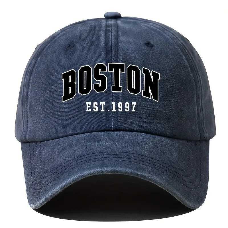 New washable retro baseball with BOSTON print unisex couple style adjustable washable baseball M260327