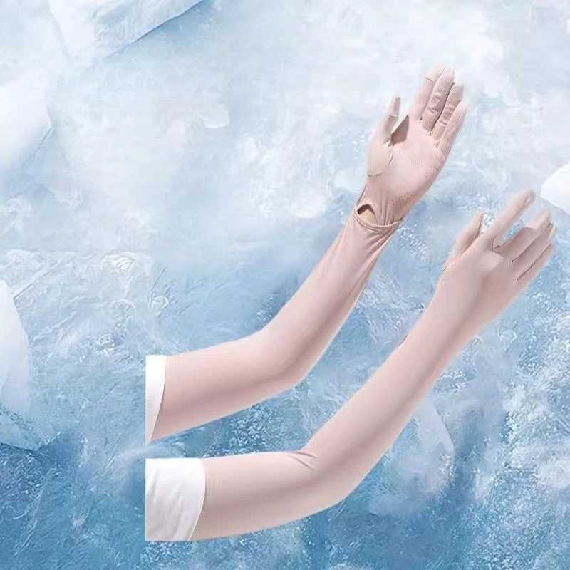 Summer Ice Silk Sunscreen Gloves for Womens UV Protection Summer Breathable Thin Style Driving Ice Sleeves D260326