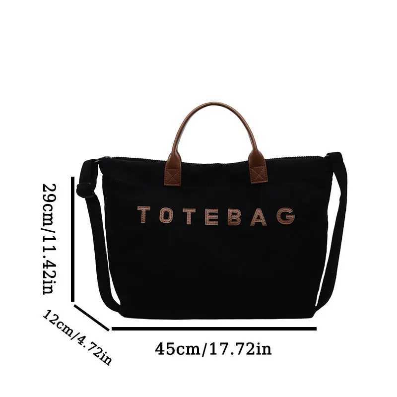Fashionable and Versatile Women Tote Bag with Large Capacity Embroidered Letters Corduroy Fabric Suitable for Daily Commuting C260327