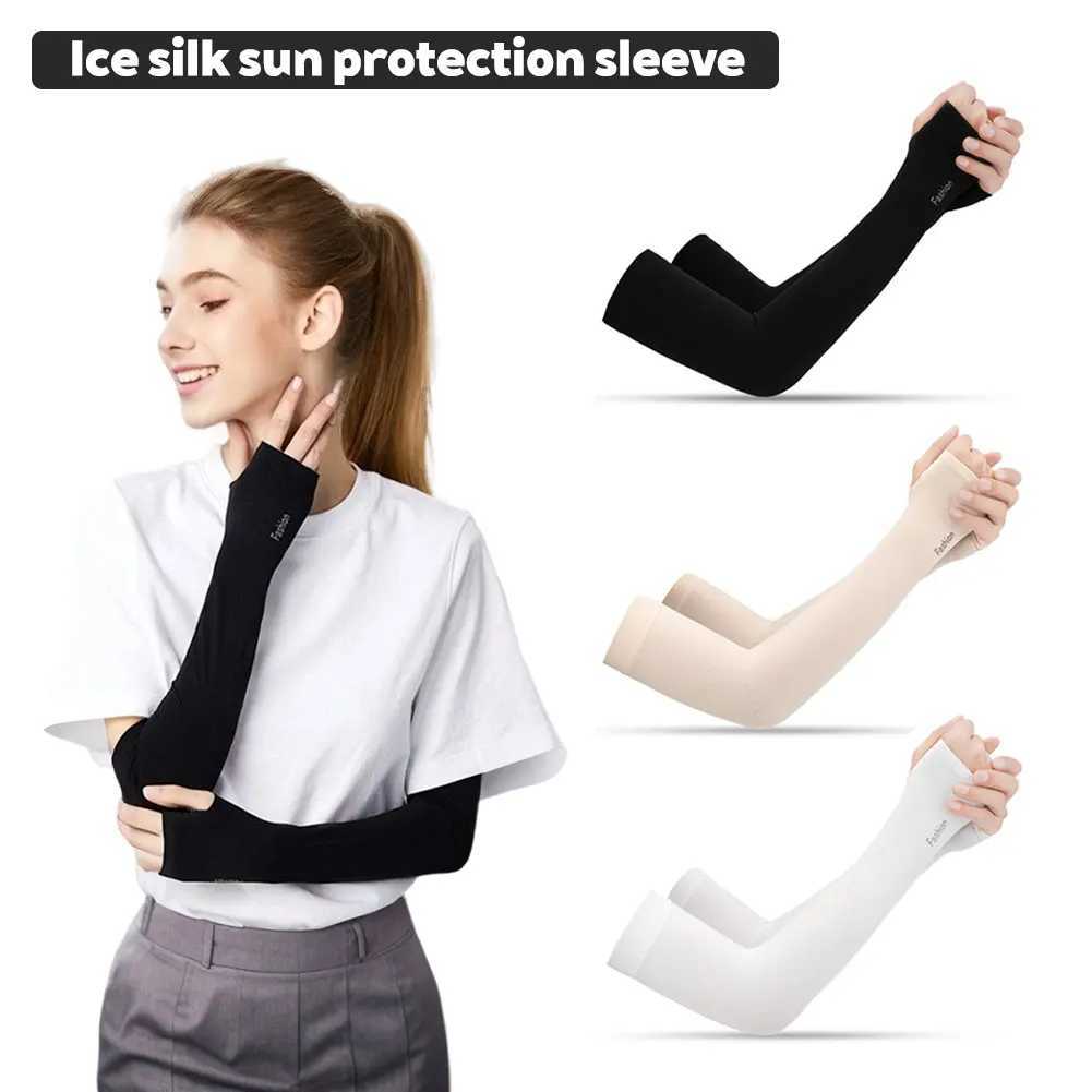 1Pair Summer Ice Silk Sun Protection Arm Sleeves Lightweight And Breathable Outdoor Cycling Sports Sleeves D260326