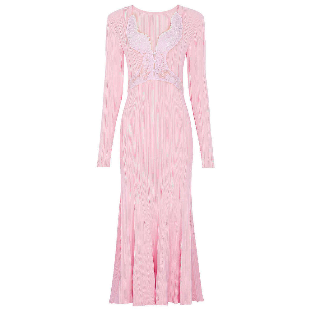 Spring g20 and summer new designer high-quality lace V-neck slim, sexy and elegant long dress 2026