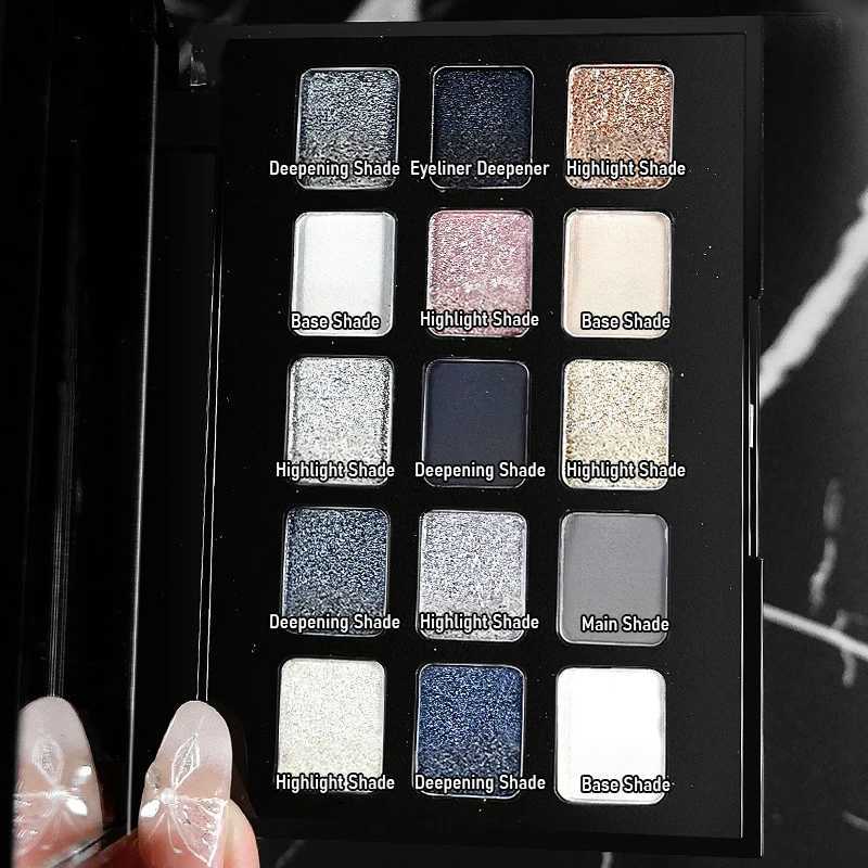 Black Smokey Eyeshadow Palette 15 Colors Punk StyleNeutral Eye Make up Shimmer Pearly Sequin Eyeshadow H260327