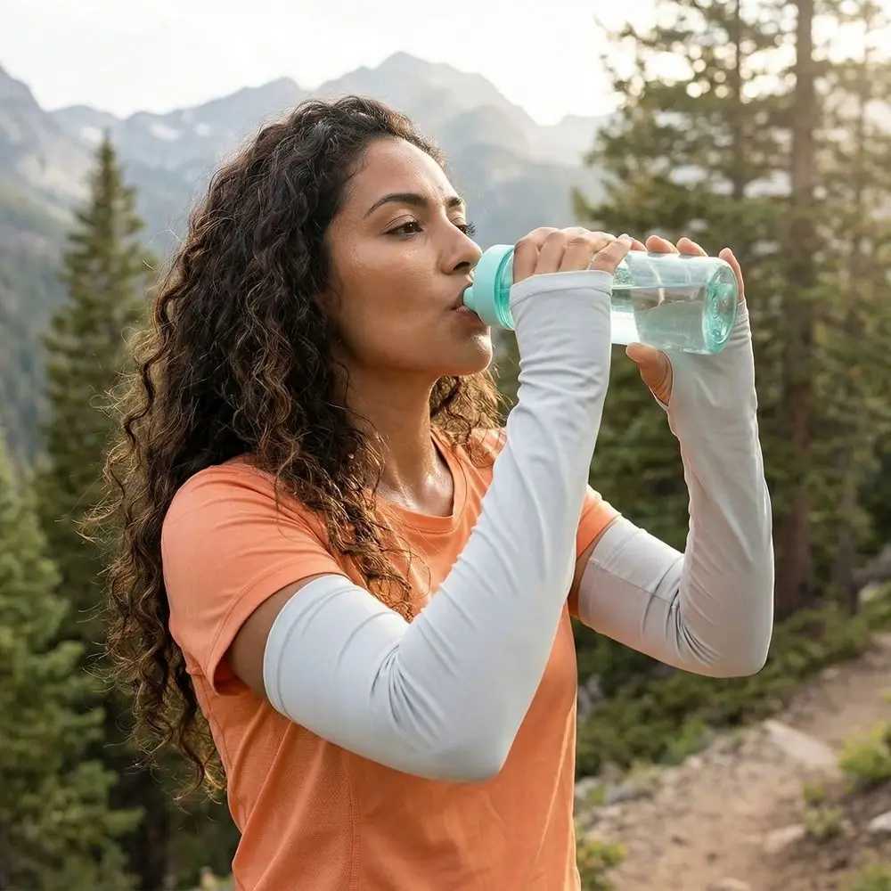 Loose Songkran Festival Ice Silk Sleeves Lightweight Elastic Fabric Sun Protection Sleeves Cooling Effect Polyester D260326