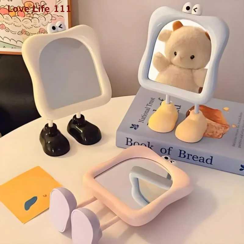 New Cute Cartoon Large Eye Makeup Mirror Desktop Footstool Womens Makeup Supplement Mirror High Aesthetic Value Mirror H260327