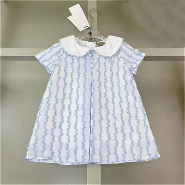 Brand Kids Girls Floral Letter Pleated Dresses Babies Designer Princess Tulle Lace Childrens Luxury Cotton Beach Dress Skirts Baby Clothes size 90cm-160cm A02