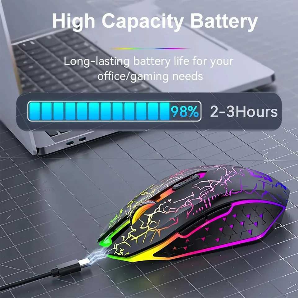 Bluetooth 52 Wireless Mouse RGB Gaming Mouse Silent Mouse Rechargeable Mouse 800-1200-1600 DPI Mouse Mice for PC Laptop Macbook D260327
