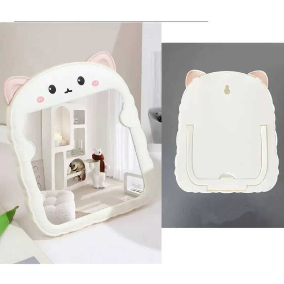 Foldable Cat-Ear Makeup Mirror with Animal Design Polished Frame Multi-Color Compact Portable Vanity Mirror for Travel Ho H260327