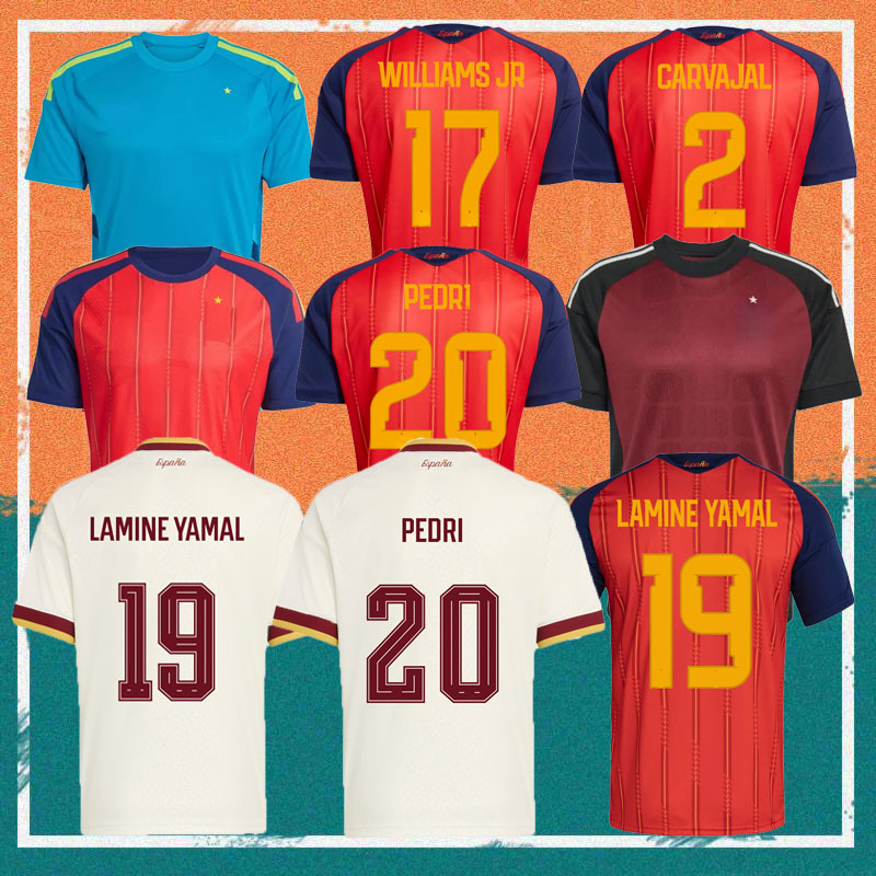 2026 Spain LAMINE YAMAL Soccer Jerseys 2025 2026 Home WILLIAMS JR MORATA FABIAN JOSELU OLMO Spanish Espana Football shirt RODRIGO PEDRI CARVAJAL kids kit uniforms
