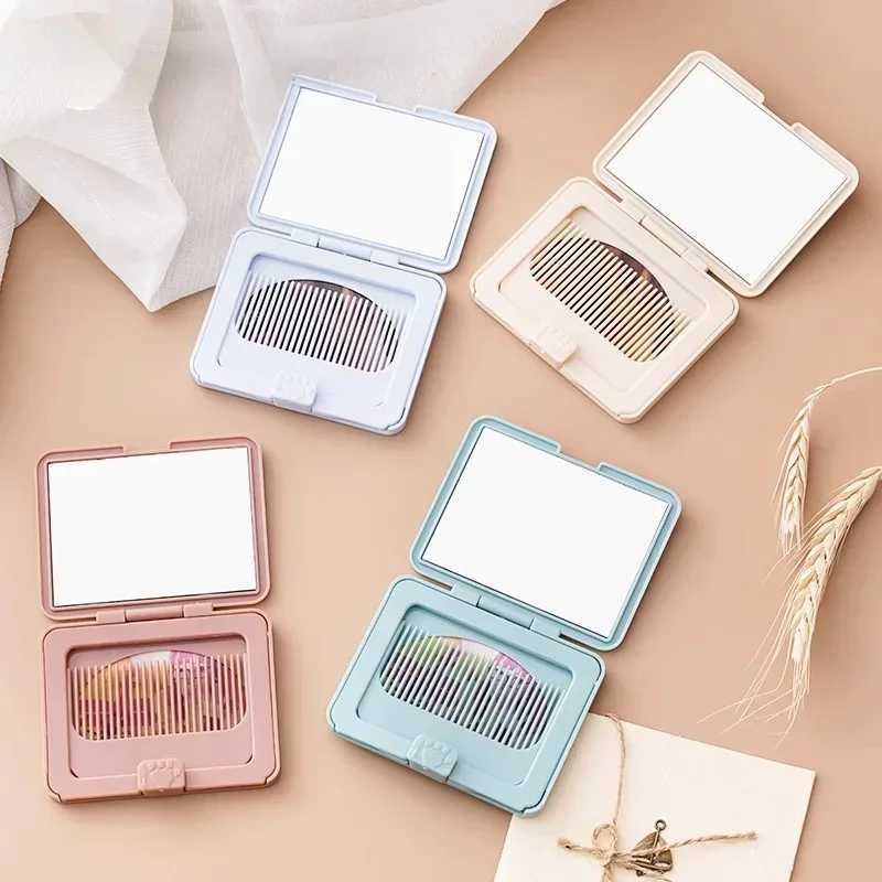 Cute foldable portable makeup mirror 2-in-1 mini handheld makeup and comb perfect for students and young girls makeup cheap H260327