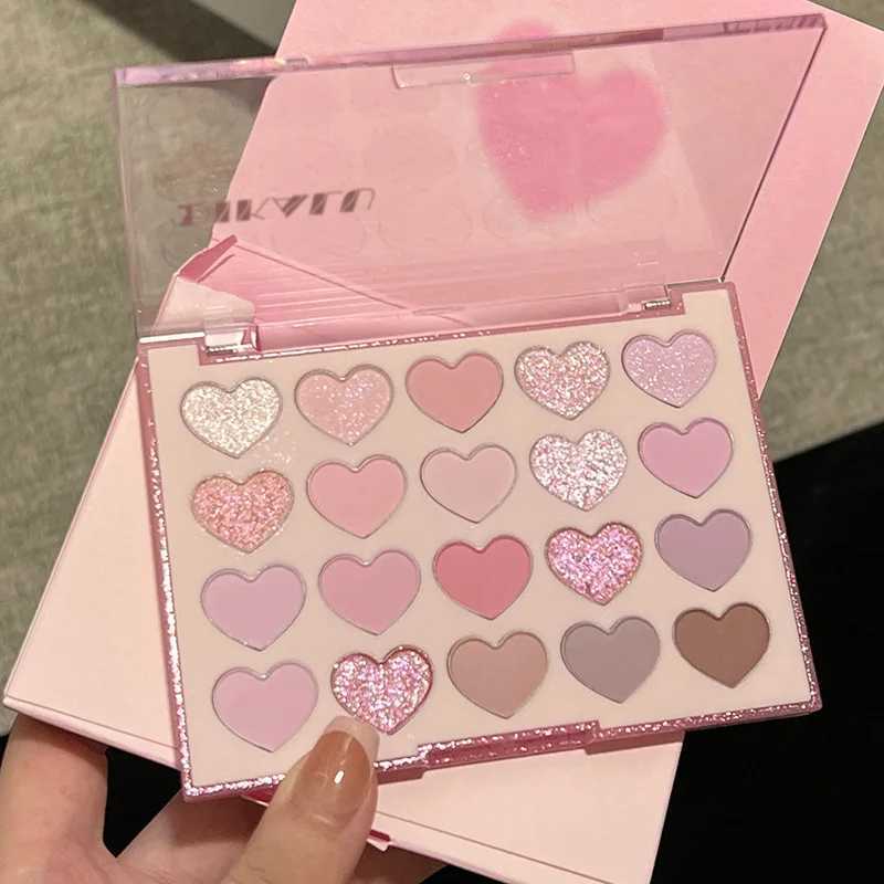 Sweet Pink 20 Color Heart Shaped Eyeshadow Plate Pearl Glitter Purple Eyeshadow Pink Blusher Naturally Brightens Korean Makeup H260327