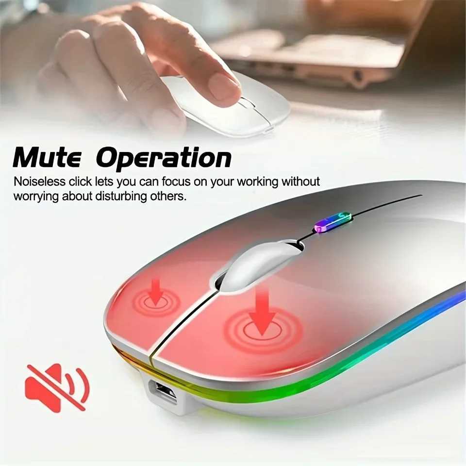Wireless Mouse Rechargeable Silent LED Backlit Mice PC Laptop Computer Mous 24Ghz Receiver Bluetooth Dual Mode Optical Mice New D260327