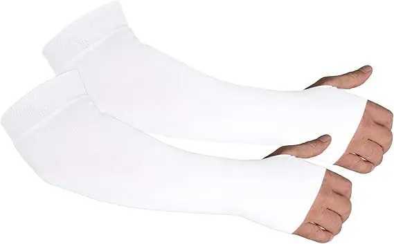 Cycling Sports Sun Arm Sleeves Breathable Ice Silk White UPF50 21x14x1cm UV Block Lightweight D260326