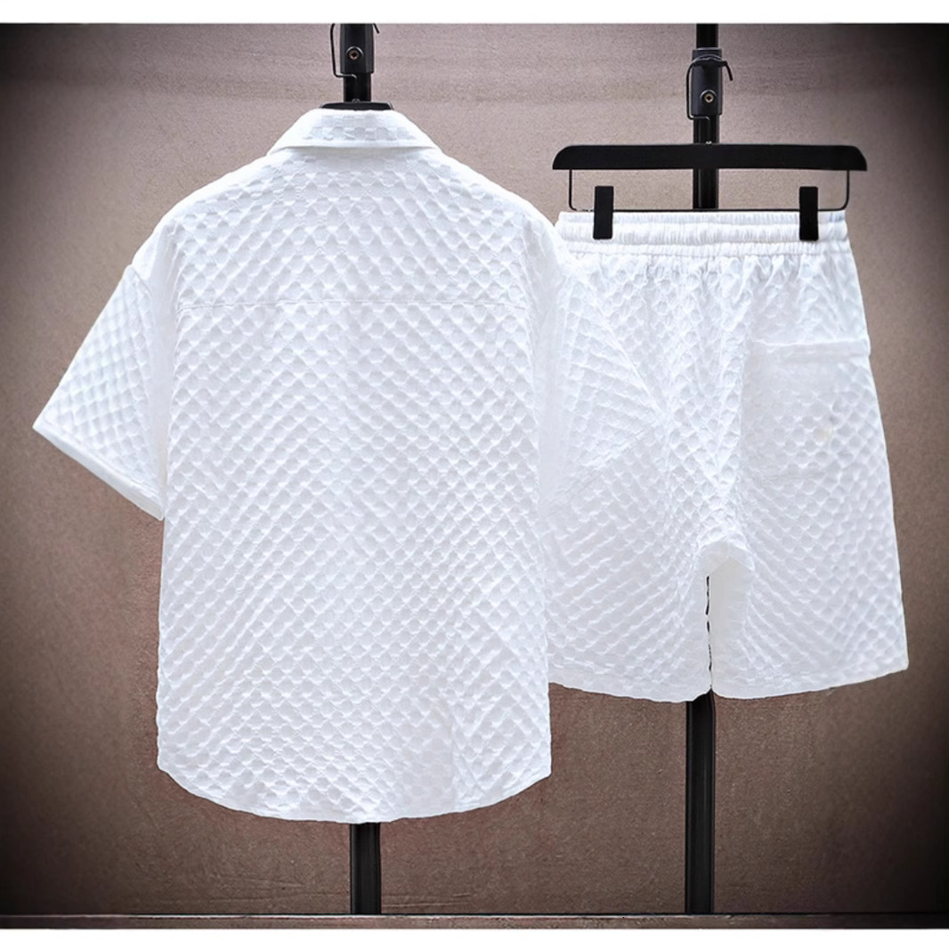 Designer Luxury Brand Lightweight Sports And Leisure Two-piece Set 2026 Summer Ice Silk Suit Men's Cool And Fashionable Short Sleeved Shirt And S