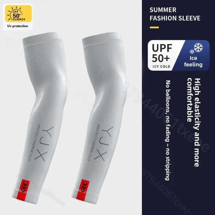 1Pair Summer Arm Sleeves for Running Outdoor Cycling Driving Breathable Ice Silk Elastic Sun Protection Men Women Arm Cover D260326