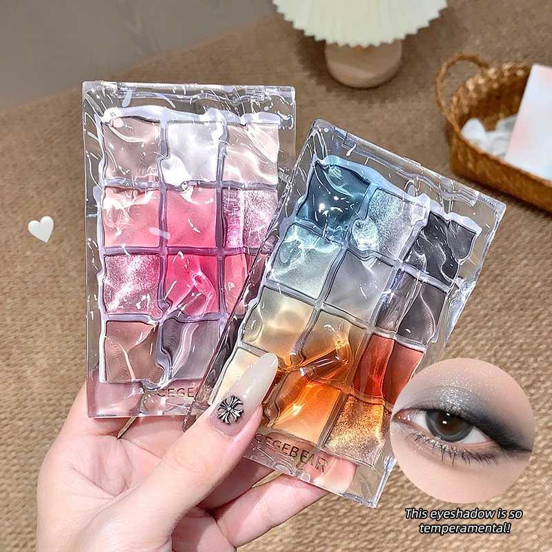 Gege bear water wave eye shadow plate 12 color eye shadow natural fine flash matte eye shadow plate H260327