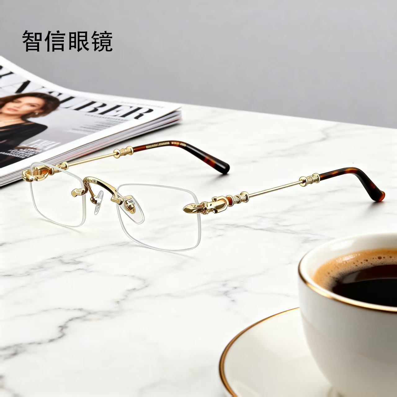 Luxury Brand Designer Sunglasses New Fashion High-Definition Reading Glasses Anti-Blue Light Non-Prescription Glasses Metal Frame Eyeglasses For Women