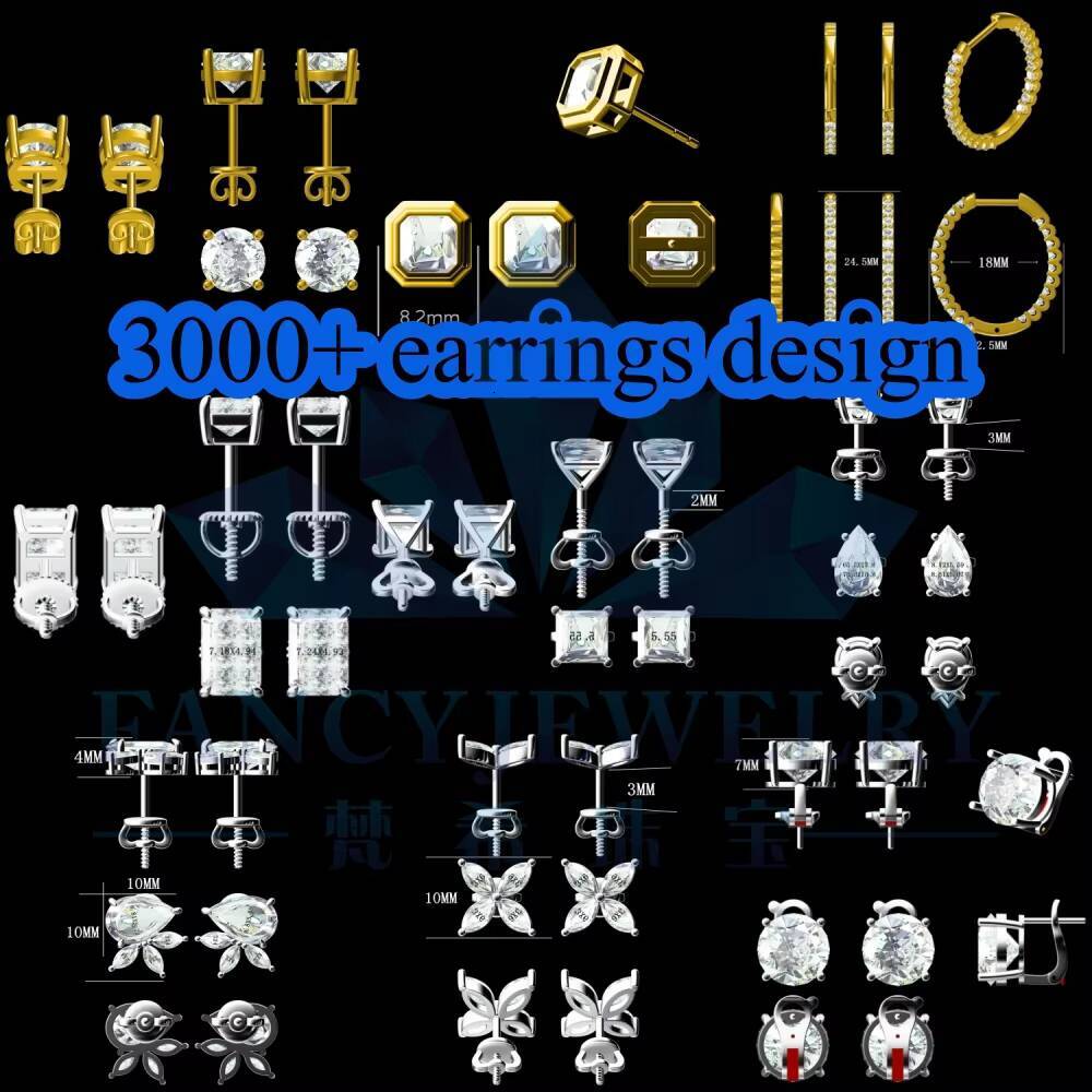 New Trendy 10K 14K 18K Solid Gold CVD HPHT 03CT-4CT Round Cut Lab Grown Diamond Earring for Gift Party Daily With IGI Certified