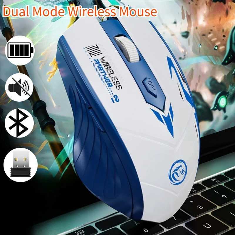 Wireless Mouse Dual Mode 24G Bluetooth-compatible Rechargeable Glow Mouse Noiseless Cordless Computer Mice for PC Laptop D260327