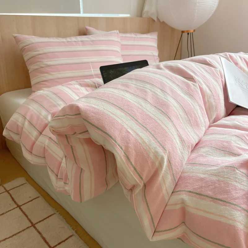 Single Double Exquisite Stripe 1Duvet cover2Pillowcases 100Cotton Experience Hotel-Like Comfort with Unparalleled Softness H260327