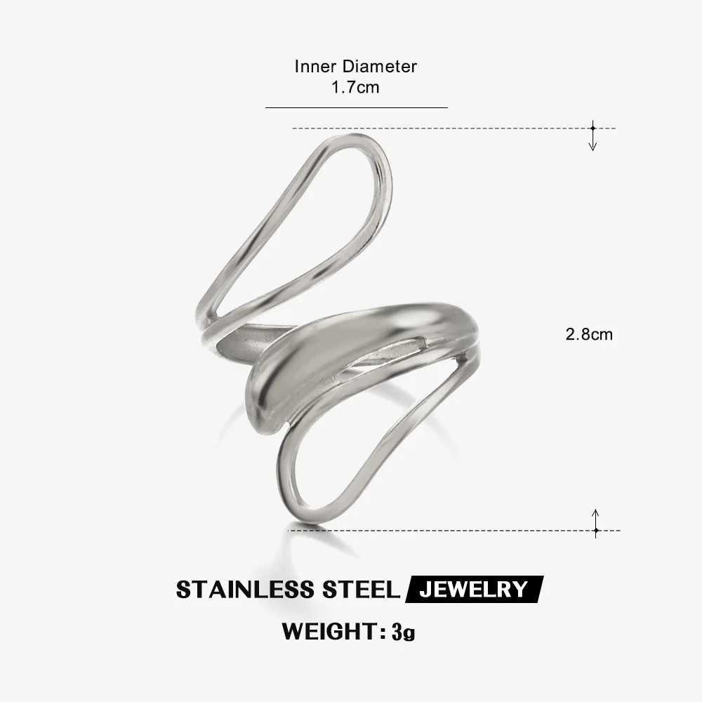 Geometric Stainless Steel Adjustable Rings for Women Gold Color Open Finger Rings Female Jewelry Wedding Gifts bague femme H260327