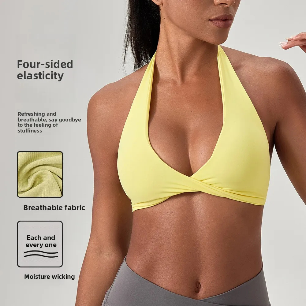 YOGA Naked Feeling Strappy Padded Sports Bras for Women - Fitness Workout Top Criss Cross Back Yoga sports Bras No steel ring 260326