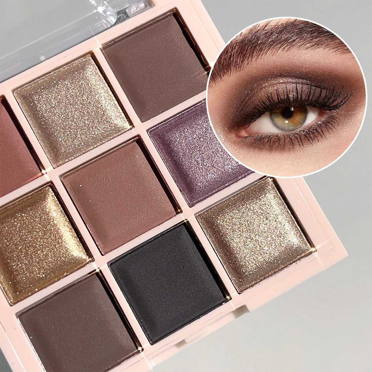 JUJU DREAM 9-Color Eyeshadow Palette Matte Shimmer Finish Soft Milk Tea Tones Compact Easy for Daily Student Makeup H260327