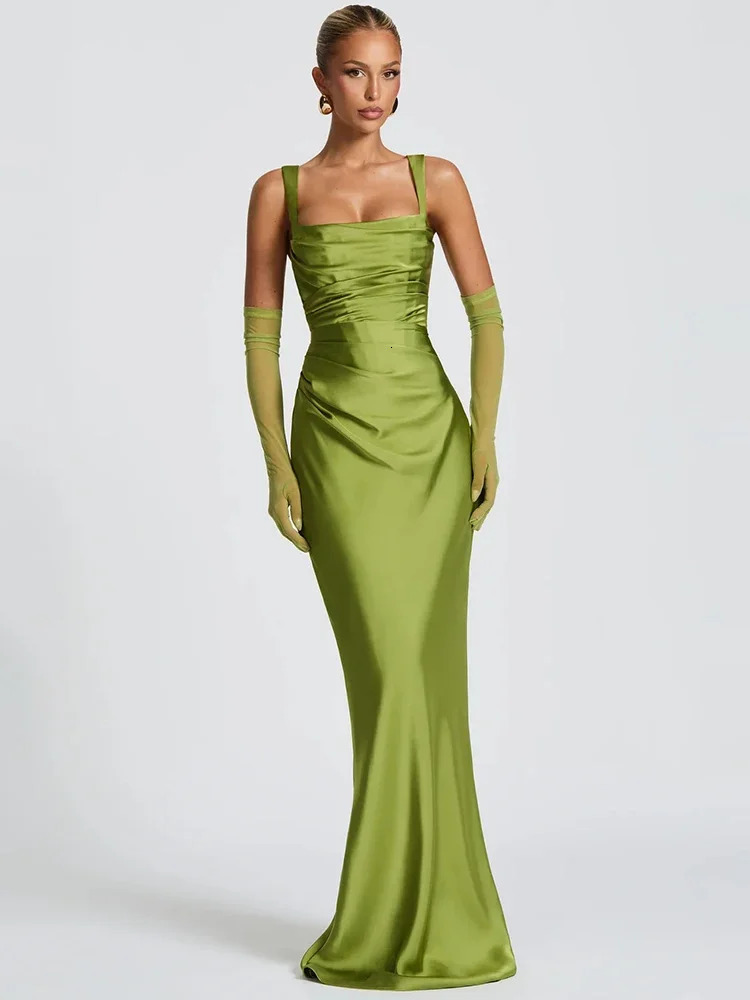 Satin Backless Sexy Maxi Dress Women Elegant Halter Off-shoulder Sleeveless Lace-up Bodycon Club Party Long Dresses 260326