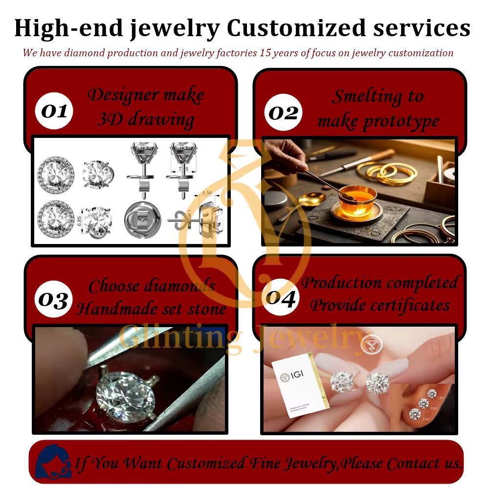 IGI Certified VVS Lab Created Diamond Studs Earrings Men Custom 10K 14K 18K Gold Lab Grown Diamond Earrings Women Jewelry