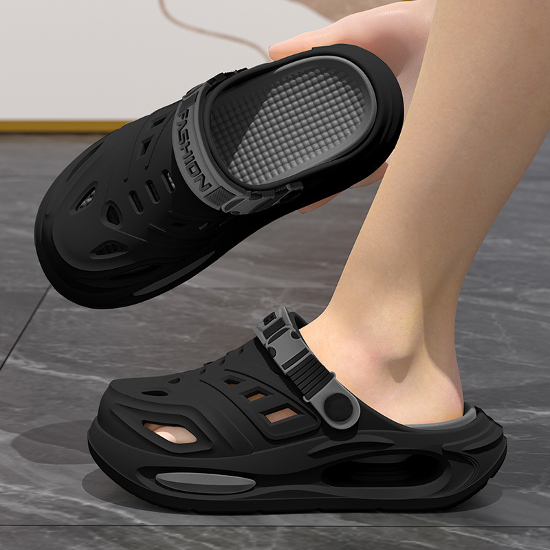 Non slip solid color air cushion sandals, lightweight and breathable slippers, summer outdoor beach shoes for men and women, free shipping