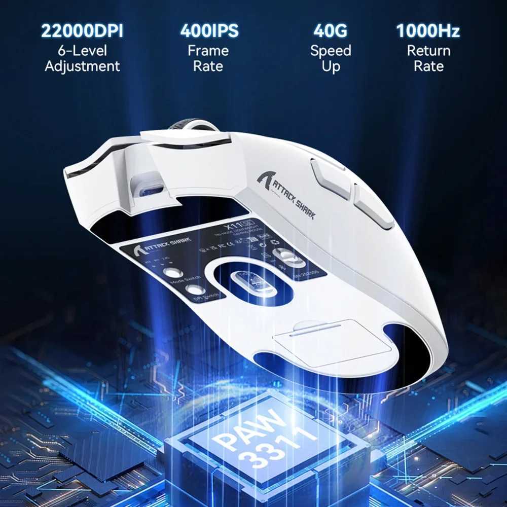 Hot Sale ATTACK SHARK X11 SE Ultra-Light Wireless Gaming Mouse - PAW3311 Tri-Mode Low Latency Ergonomic for Competitive Play D260327