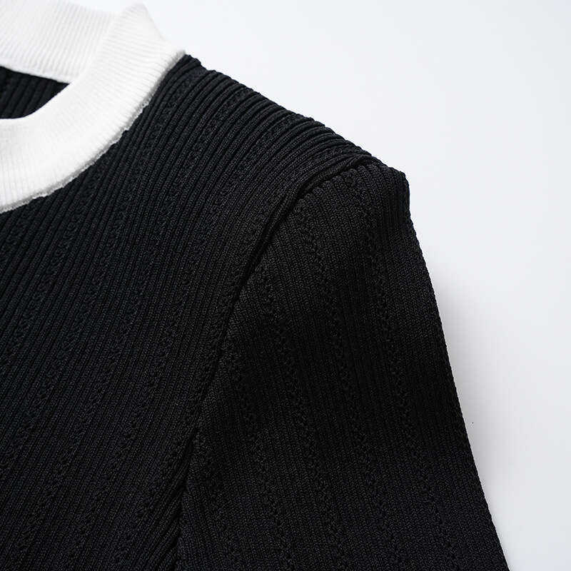 2026 early spring new designer elegant round neck CC contrasting hem lace c1 trimmed slim knit cardigan top