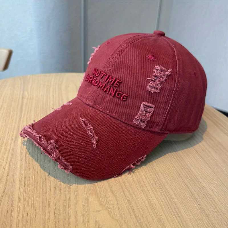 New Style Distressed Washed Baseball with Three-dimensional Embroidery A Slim Visor Hat That Makes Your Face Look Smaller M260327