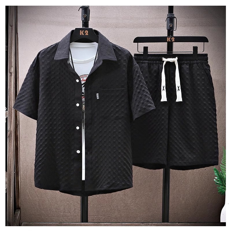 Designer Luxury Brand Lightweight Sports And Leisure Two-piece Set 2026 Summer Ice Silk Suit Men's Cool And Fashionable Short Sleeved Shirt And S