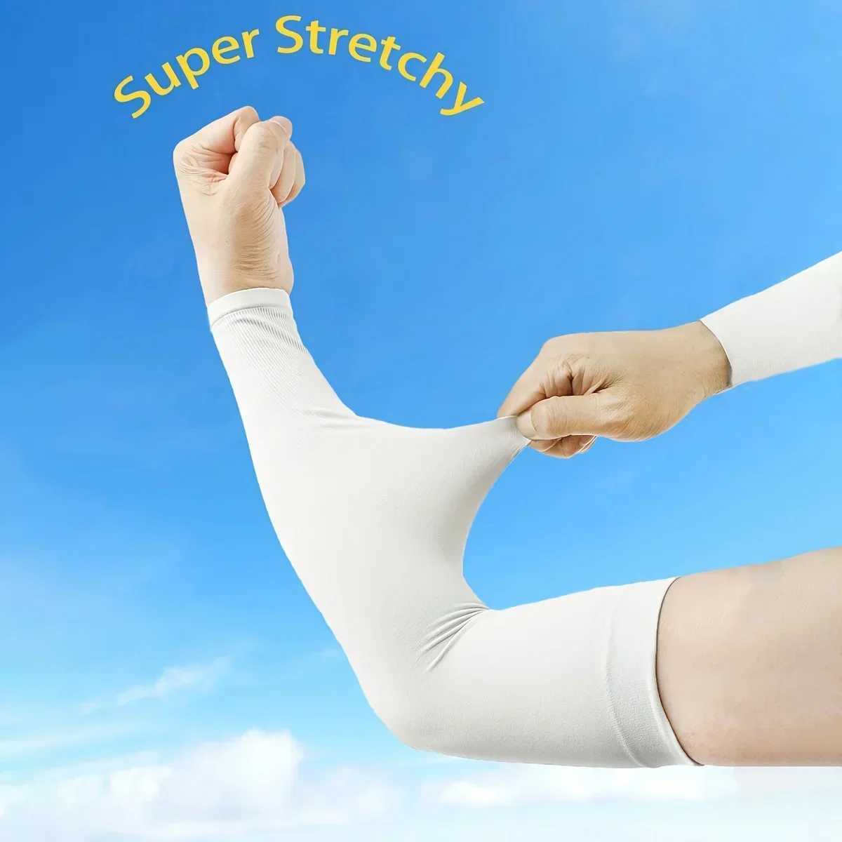 Womens Summer Arm Sleeves - Solid Color Elastic FitSun Protection Sweat-Absorbent Casual Outing Accessory Casual Armwear D260326