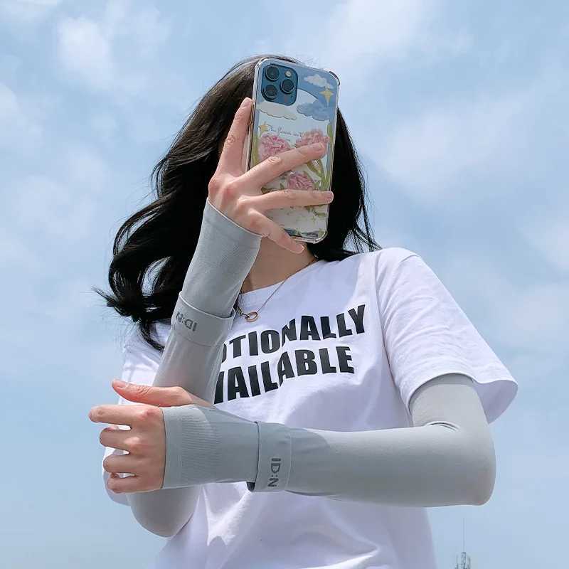 Summer Ice Silk Sun Protection Sleeves Driving Gloves Long Fingerless Cool Arm Warmer Solid Color Outdoor Beach Arm Protection D260326