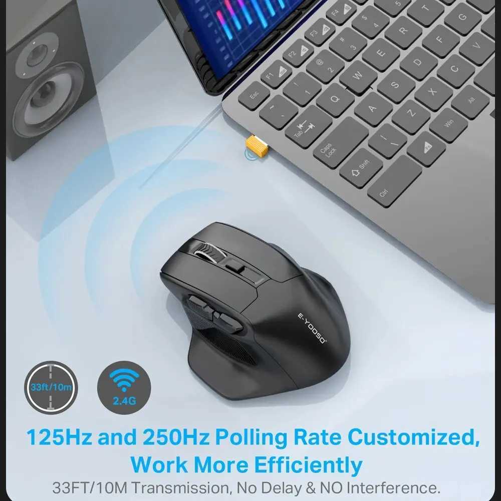 E-YOOSO X-31 USB 24G Wireless Gaming Large Mouse for Big Hands PAW3212 4800 DPI 5 Buttons for Gamer Mice Computer Laptop PC D260327