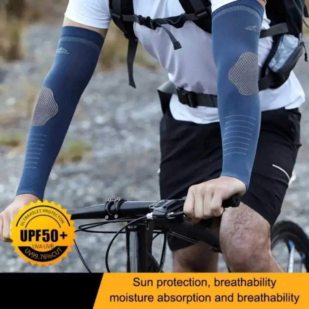 2PCS Ice Silk Sunscreen Sleeves Mens Cycling Sports Elastic Arm Guards Quick-drying Sweat-absorbent Cooling Sleeves Cover D260326