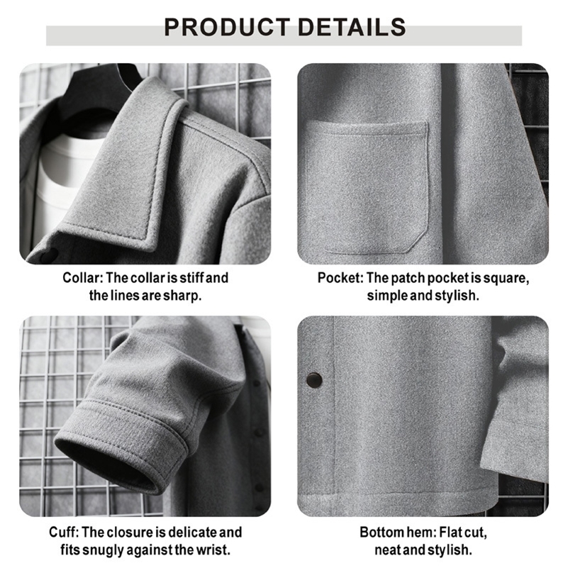 Polyester Brushed Short Jacket for Men Lapel Button-Down Pocket Coat Comfortable Casual Autumn Winter Office Business Wear 260327