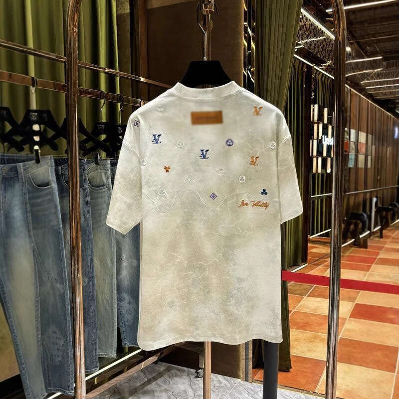 Summer Heavy Embroidery Short Sleeve High-End Fashion Versatile Slim Stylish Loose Fit Unisex Top
