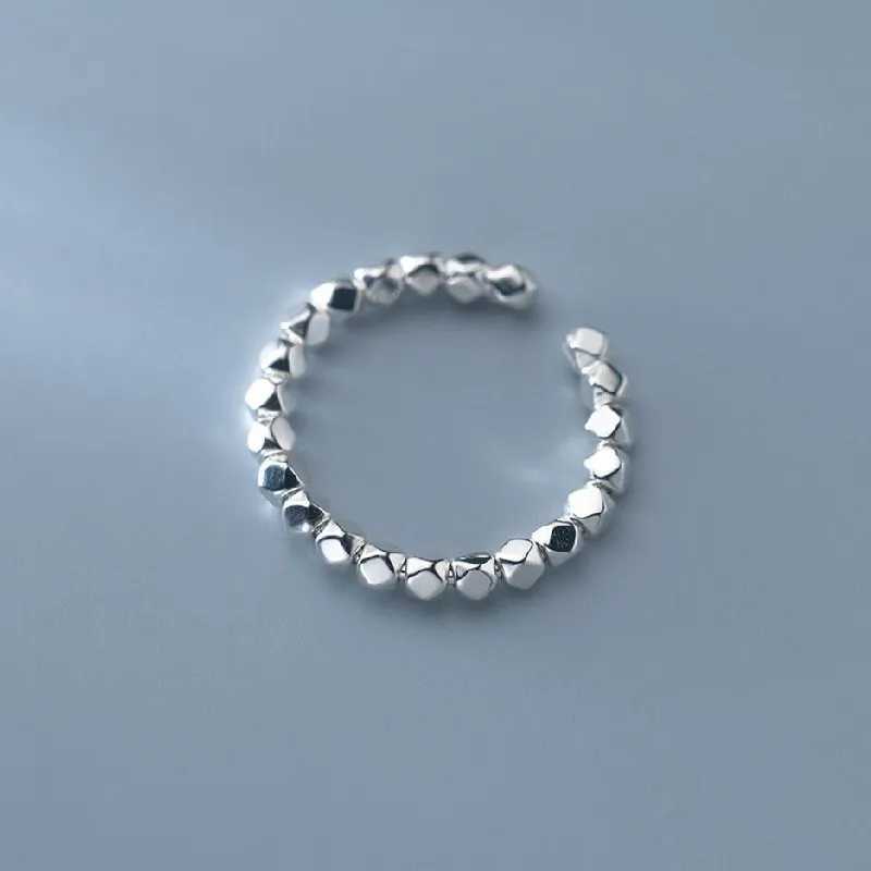 Fashion 925 Sterling Silver Geometry Bead Adjustable Rings For Women Wedding Luxury Jewelry Wholesale H260327