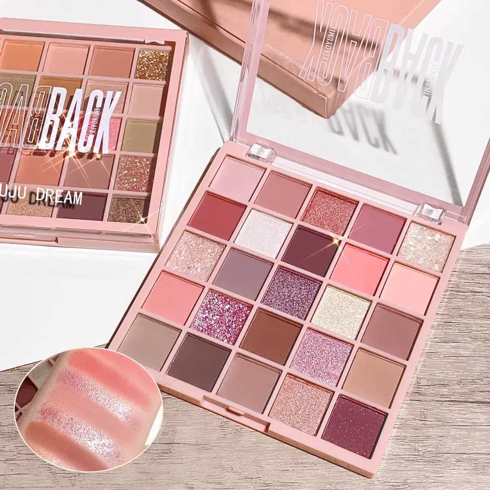 25-color eye shadow tray oatmeal milk tea tray sparkling powder pearl sequins gentle orange brown affordable eye shadow H260327