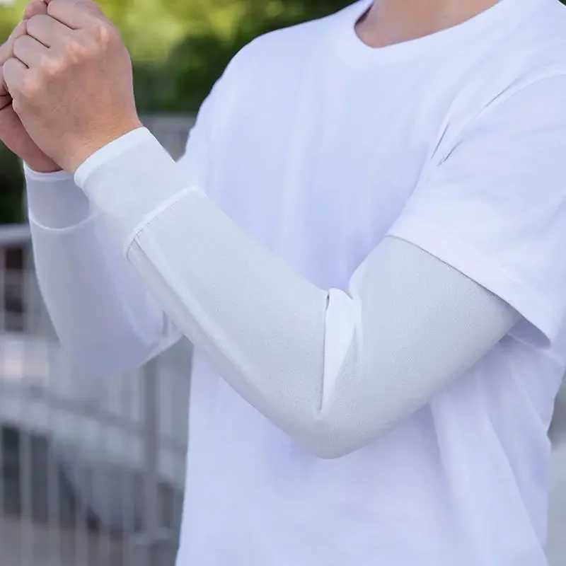 1Pair 2026 Summer Ice Silk Mens Loose Sunscreen Sleeves UV Ice Gloves Riding Arm Guards Sport Running Driving Absorbent D260326
