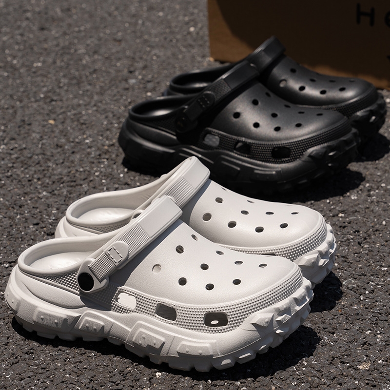 Men's and women's white thick soled sandals, breathable and lightweight slip on sandals for casual beach daily wear, free shipping
